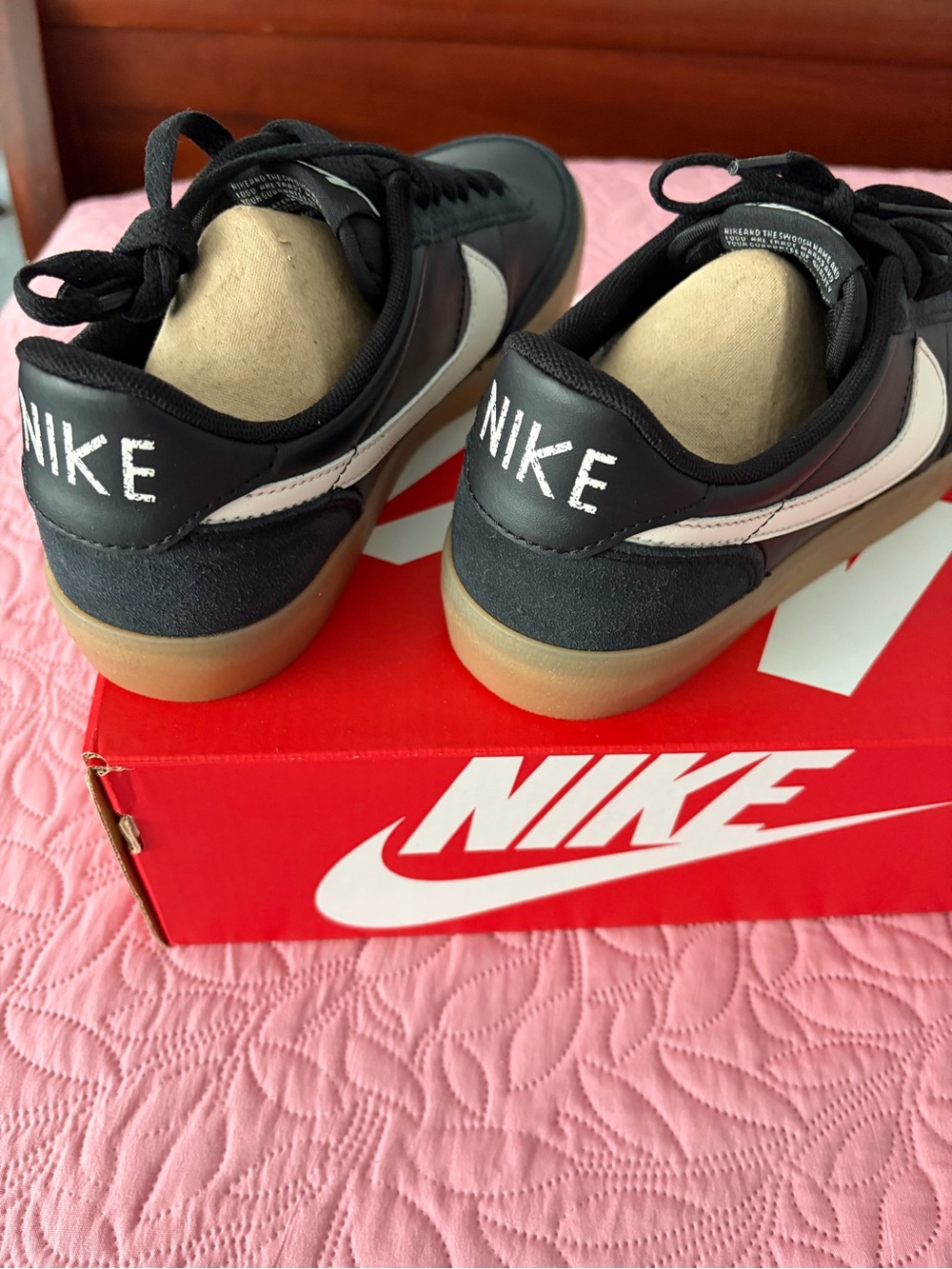 Nike Black Sneakers with White Swoosh and Gum Sole - Picture 4 of 4